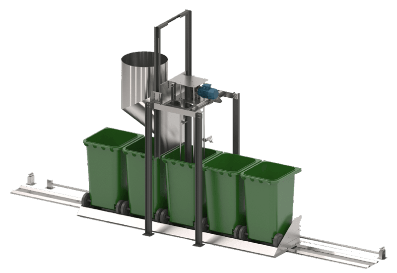 Downwaste bin feed press — operational view