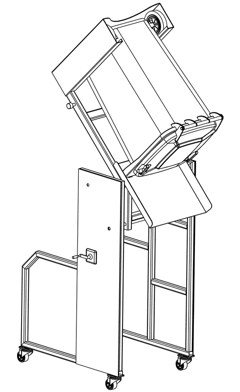 Bin tipper technical drawing — front view