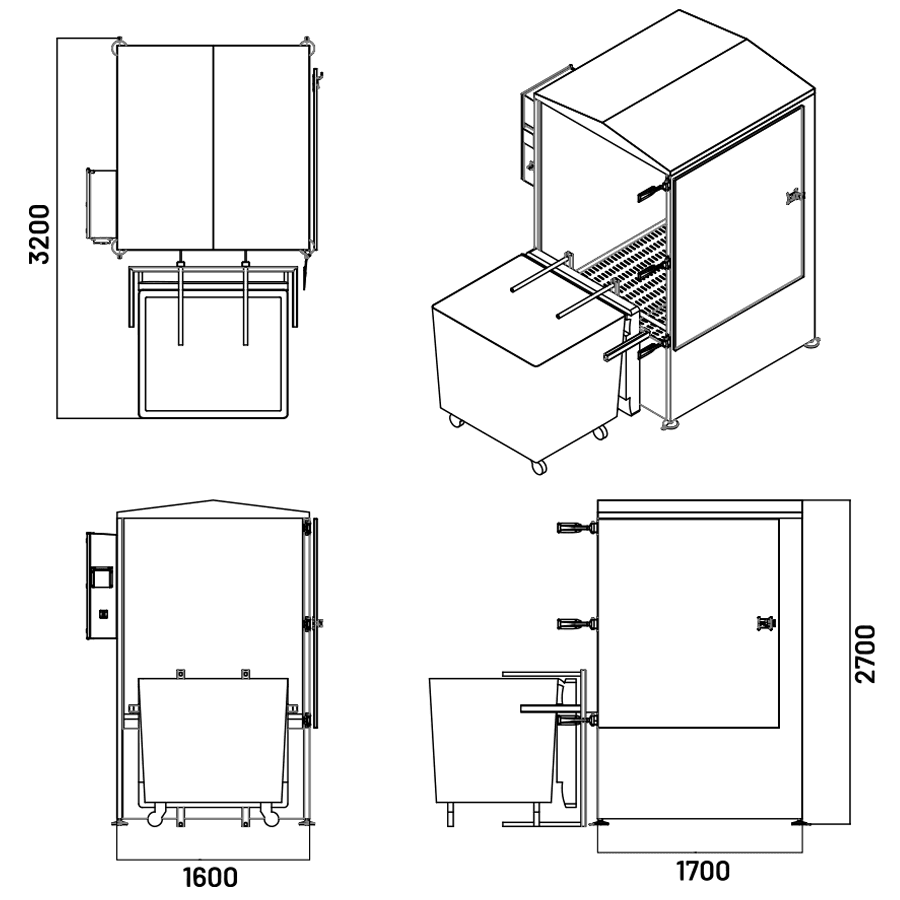 Downwaste bin washing process diagram