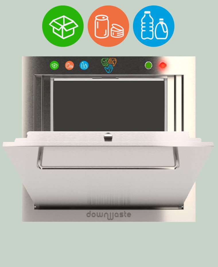 Downwaste recycling chute door — open showing selector panel