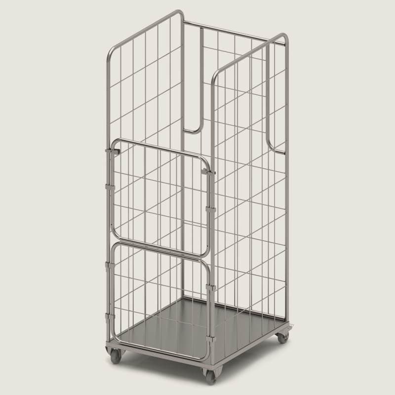 Downwaste laundry rolltainer for chute collection