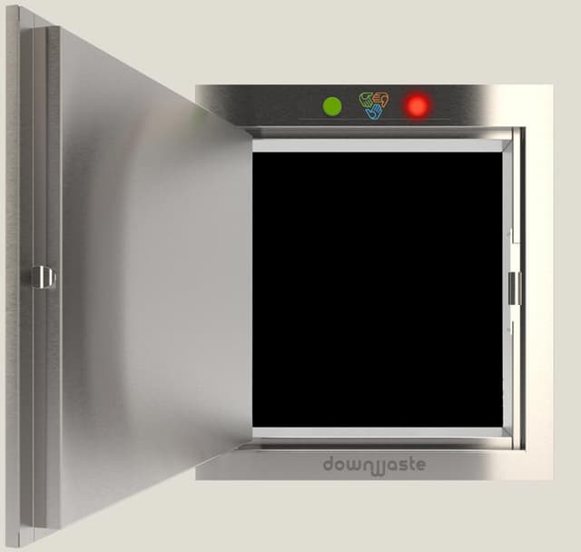 Electric laundry chute door — open