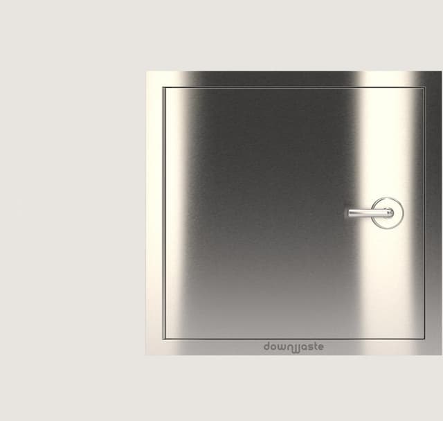 Mechanical laundry chute door — closed