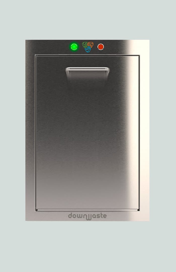 Downwaste garbage chute door — closed
