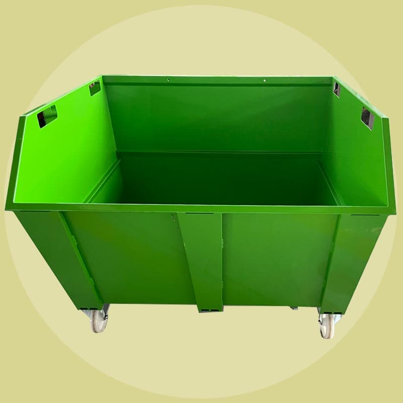 Downwaste self-tipping skip
